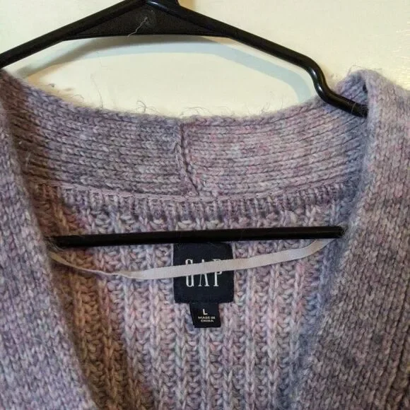 GAP Purple Cardigan Sweater Button Up Large Prep Grunge Vintage Classic - Picture 10 of 12